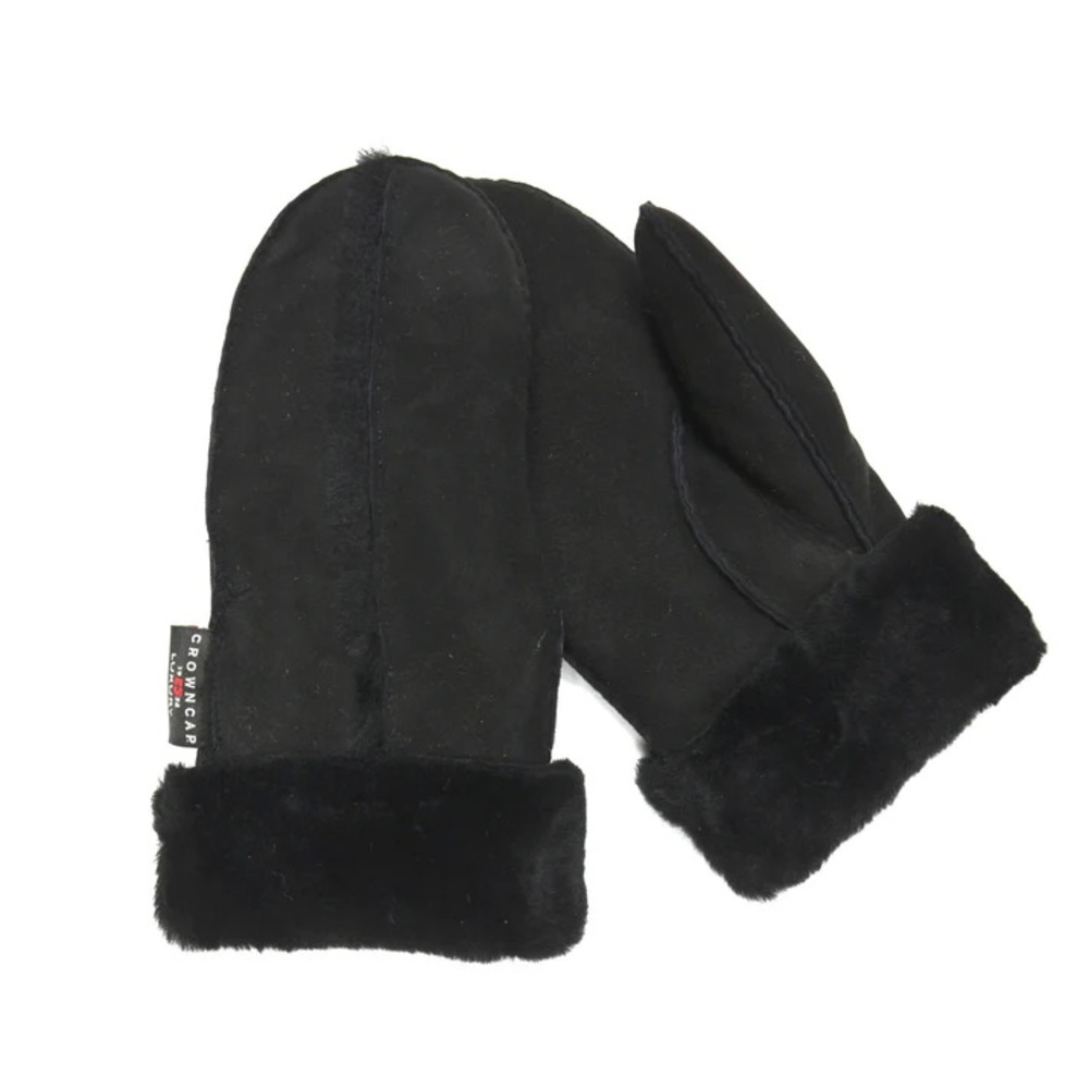 CROWN CAP SHEARLING MITTENS BLACK - S/M